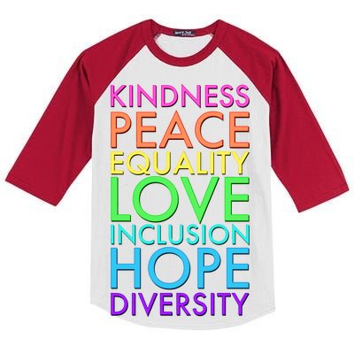 Kindness Peace Equality Love Hope Diversity Kids Colorblock Raglan Jersey