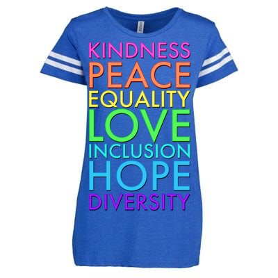 Kindness Peace Equality Love Hope Diversity Enza Ladies Jersey Football T-Shirt