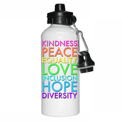 Kindness Peace Equality Love Hope Diversity Aluminum Water Bottle