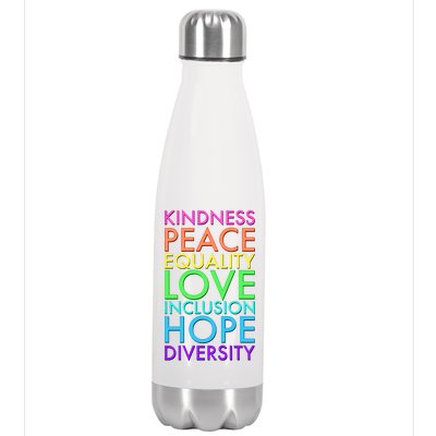 Kindness Peace Equality Love Hope Diversity Stainless Steel Insulated Water Bottle