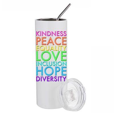 Kindness Peace Equality Love Hope Diversity Stainless Steel Tumbler