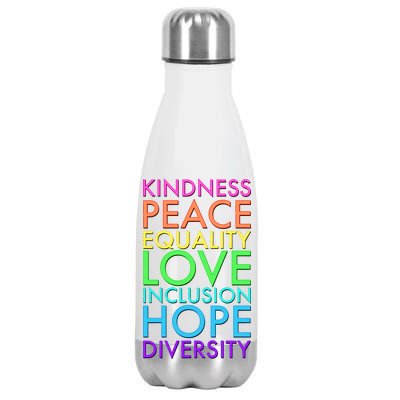 Kindness Peace Equality Love Hope Diversity Stainless Steel Insulated Water Bottle