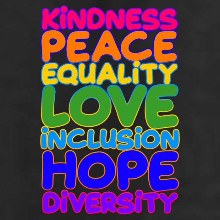 Kindness Peace Equality Love Inclusion Hope Diversity Rainbow 7 Panel Mesh Trucker Snapback Hat