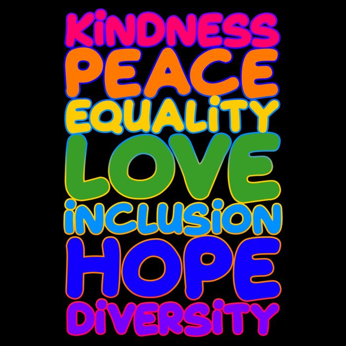 Kindness Peace Equality Love Inclusion Hope Diversity Rainbow Tall T-Shirt