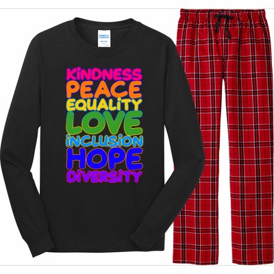 Kindness Peace Equality Love Inclusion Hope Diversity Rainbow Long Sleeve Pajama Set