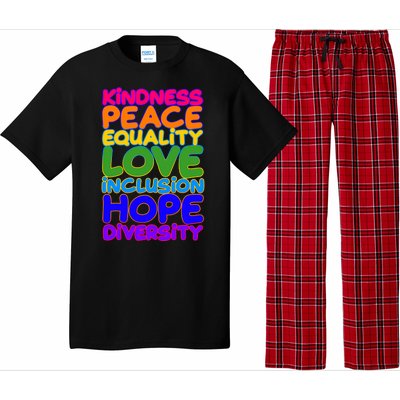 Kindness Peace Equality Love Inclusion Hope Diversity Rainbow Pajama Set