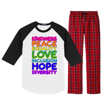 Kindness Peace Equality Love Inclusion Hope Diversity Rainbow Raglan Sleeve Pajama Set