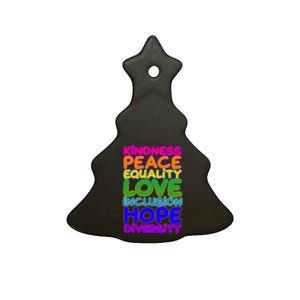 Kindness Peace Equality Love Inclusion Hope Diversity Rainbow Ceramic Tree Ornament