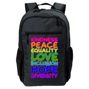 Kindness Peace Equality Love Inclusion Hope Diversity Rainbow Daily Commute Backpack