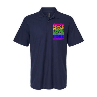 Kindness Peace Equality Love Inclusion Hope Diversity Rainbow Softstyle Adult Sport Polo