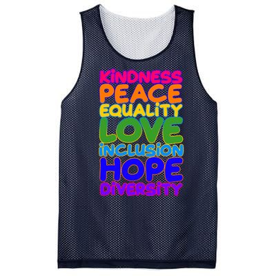 Kindness Peace Equality Love Inclusion Hope Diversity Rainbow Mesh Reversible Basketball Jersey Tank