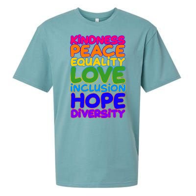 Kindness Peace Equality Love Inclusion Hope Diversity Rainbow Sueded Cloud Jersey T-Shirt