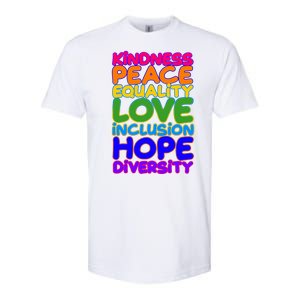 Kindness Peace Equality Love Inclusion Hope Diversity Rainbow Softstyle® CVC T-Shirt