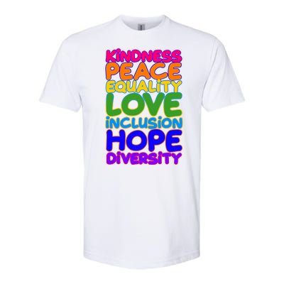 Kindness Peace Equality Love Inclusion Hope Diversity Rainbow Softstyle CVC T-Shirt