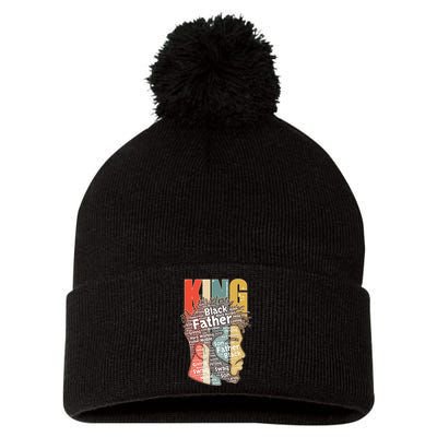 King African American Black Father Pom Pom 12in Knit Beanie