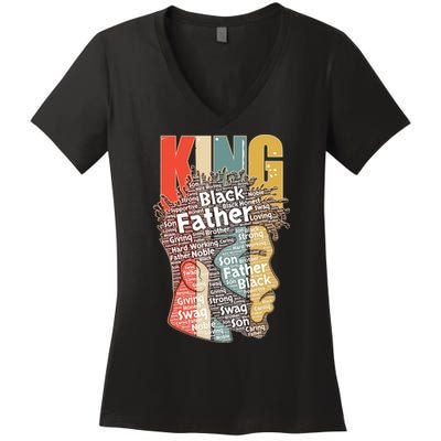 King African American Black Father Women's V-Neck T-Shirt