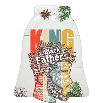 King African American Black Father Ceramic Bell Ornament