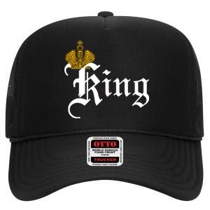 King Crown Old English Logo High Crown Mesh Back Trucker Hat