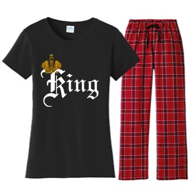 King Crown Old English Logo Women's Flannel Pajama Set