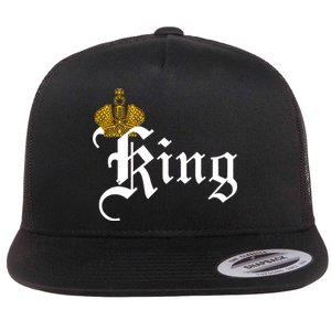 King Crown Old English Logo Flat Bill Trucker Hat