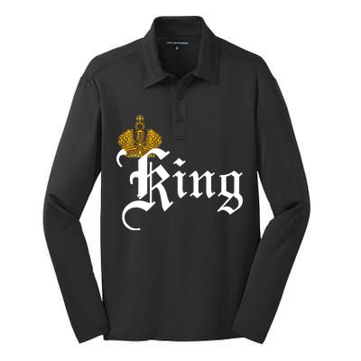 King Crown Old English Logo Silk Touch Performance Long Sleeve Polo