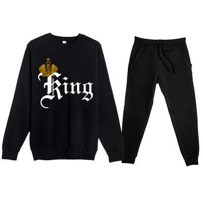 King Crown Old English Logo Premium Crewneck Sweatsuit Set