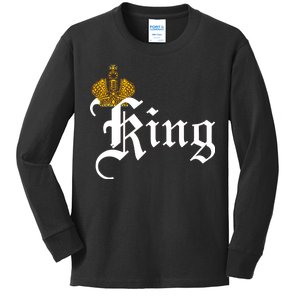 King Crown Old English Logo Kids Long Sleeve Shirt