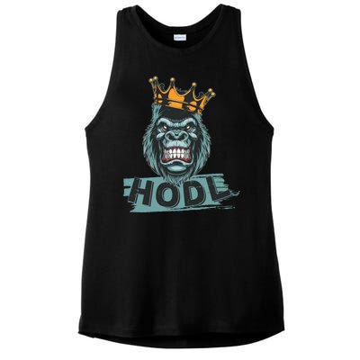 King Gorilla Apes HODL Wall Street Stock Market Ladies PosiCharge Tri-Blend Wicking Tank