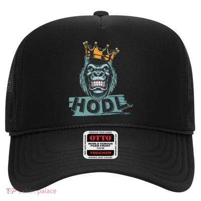 King Gorilla Apes HODL Wall Street Stock Market High Crown Mesh Back Trucker Hat