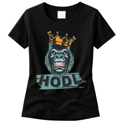 King Gorilla Apes HODL Wall Street Stock Market Womens T-Shirt