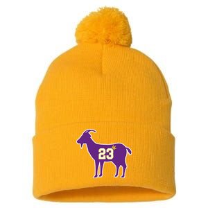 King LA Bron The Goat 23 Basketball Pom Pom 12in Knit Beanie