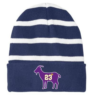 King LA Bron The Goat 23 Basketball Striped Beanie with Solid Band