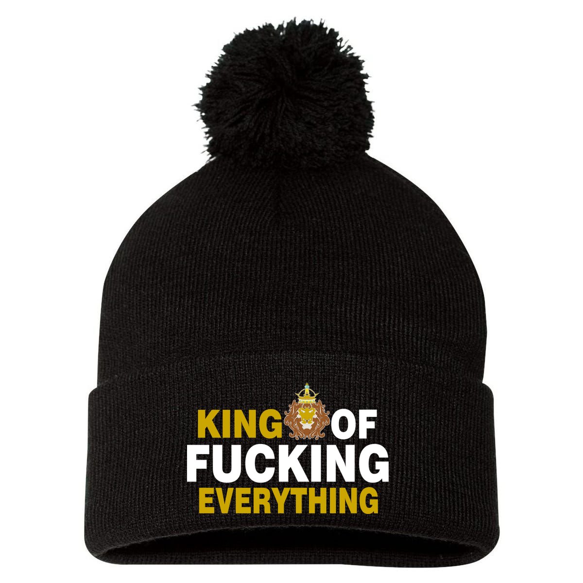 King Of Fucking Everything Pom Pom 12in Knit Beanie