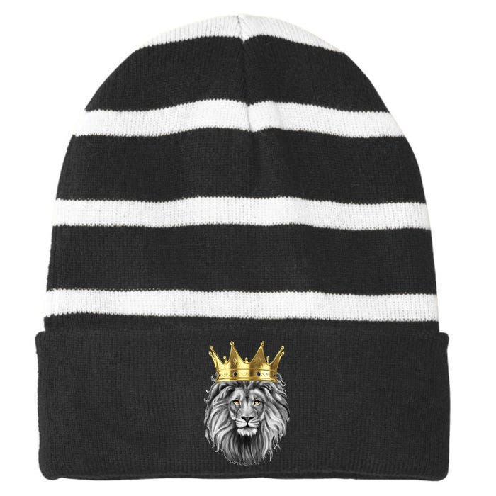 King Of Lions Striped Beanie with Solid Band