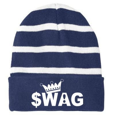 King Of Swag Striped Beanie with Solid Band