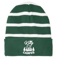 King Of The Camper Striped Beanie with Solid Band