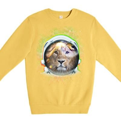 King Of The Universe Lion Space Astronaut Helmet Premium Crewneck Sweatshirt