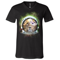 King Of The Universe Lion Space Astronaut Helmet V-Neck T-Shirt