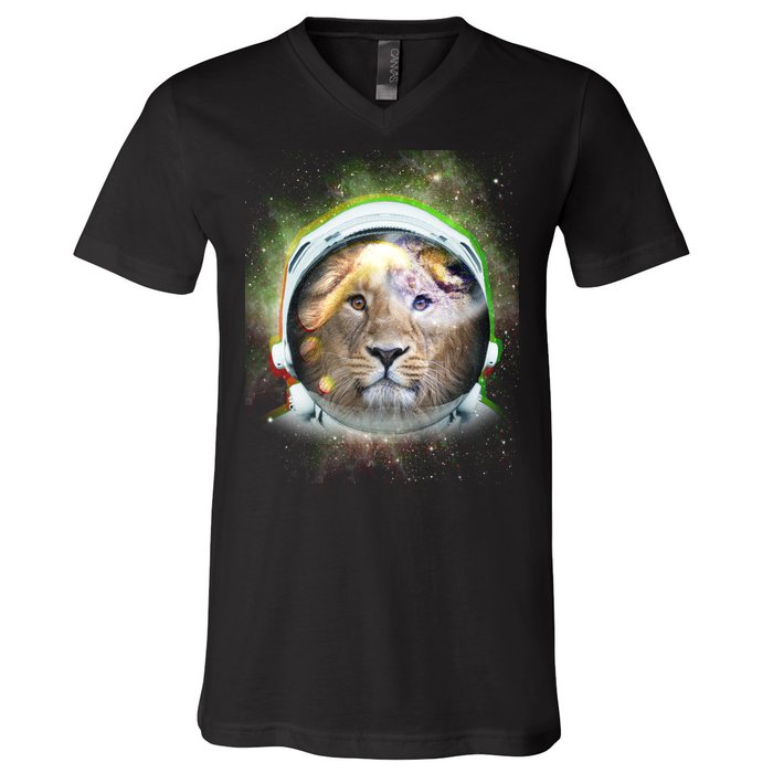 King Of The Universe Lion Space Astronaut Helmet V-Neck T-Shirt