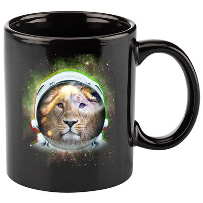 King Of The Universe Lion Space Astronaut Helmet 11oz C Handle Ceramic Mug