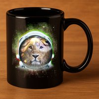 King Of The Universe Lion Space Astronaut Helmet 11oz C Handle Ceramic Mug