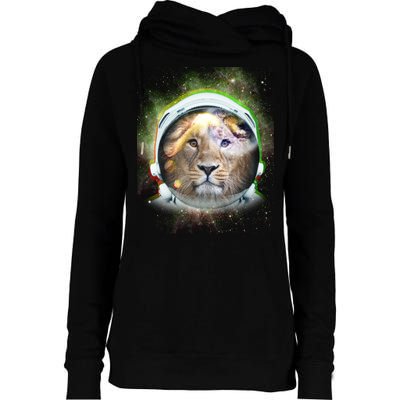 King Of The Universe Lion Space Astronaut Helmet Womens Funnel Neck Pullover Hood