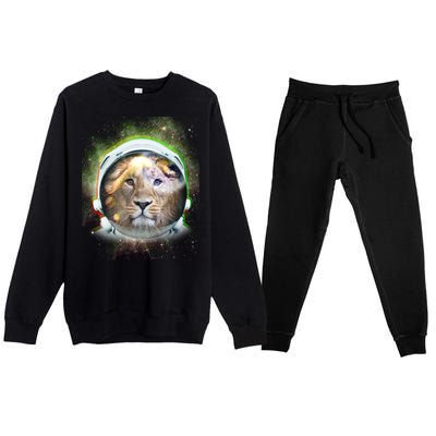 King Of The Universe Lion Space Astronaut Helmet Premium Crewneck Sweatsuit Set