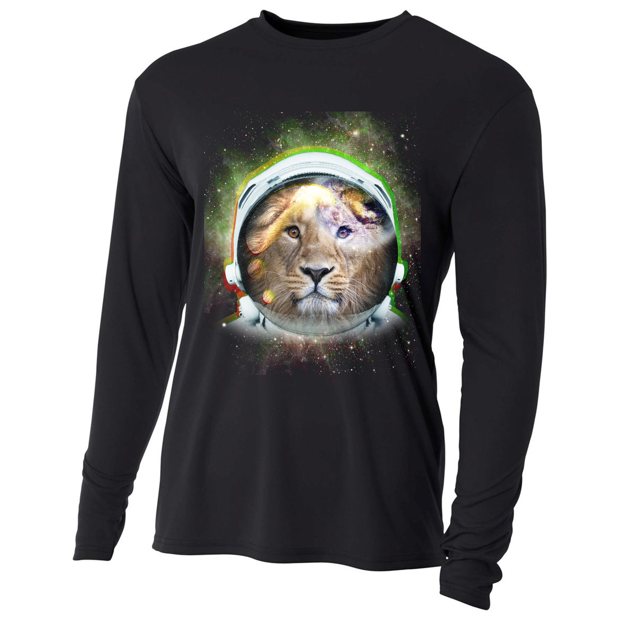 King Of The Universe Lion Space Astronaut Helmet Cooling Performance Long Sleeve Crew