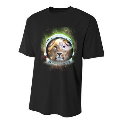 King Of The Universe Lion Space Astronaut Helmet Youth Performance Sprint T-Shirt