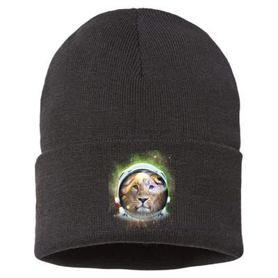 King Of The Universe Lion Space Astronaut Helmet Sustainable Knit Beanie