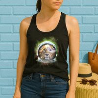 King Of The Universe Lion Space Astronaut Helmet Womens Tank Top