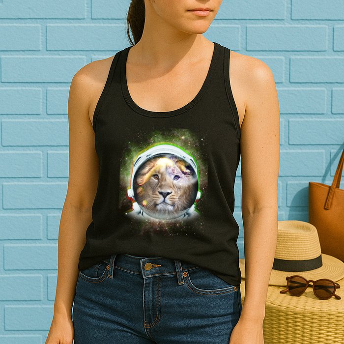 King Of The Universe Lion Space Astronaut Helmet Womens Tank Top