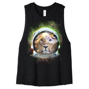 King Of The Universe Lion Space Astronaut Helmet Women's Racerback Cropped Tank