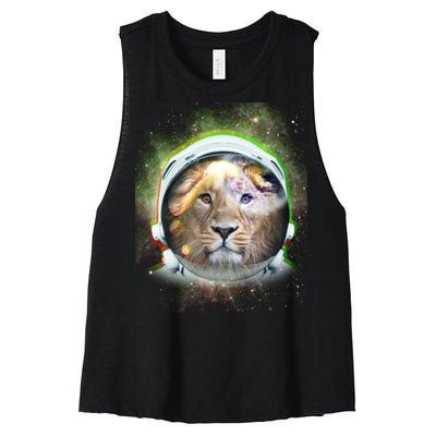 King Of The Universe Lion Space Astronaut Helmet Women's Racerback Cropped Tank